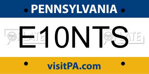 E10NTS Pennsylvania License Plate
