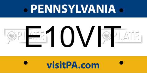 E10VIT Pennsylvania License Plate