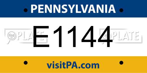 E1144 Pennsylvania License Plate