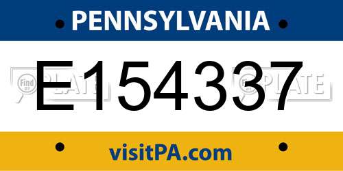 E154337 Pennsylvania License Plate