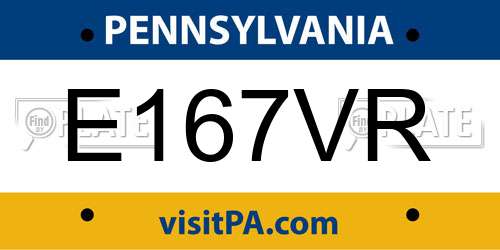 E167VR Pennsylvania License Plate