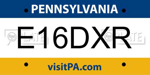 E16DXR Pennsylvania License Plate