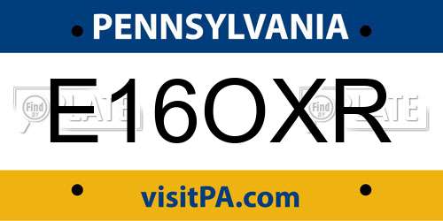 E16OXR Pennsylvania License Plate