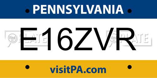 E16ZVR Pennsylvania License Plate