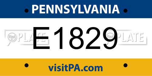 E1829 Pennsylvania License Plate