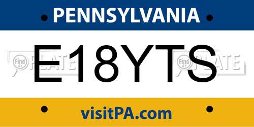 E18YTS Pennsylvania License Plate