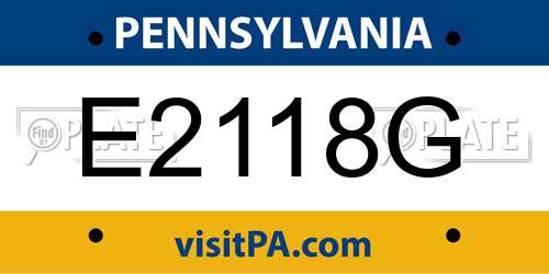 E2118G Pennsylvania License Plate