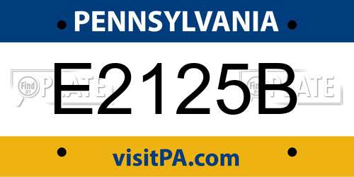 E2125B Pennsylvania License Plate