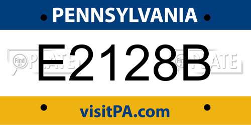 E2128B Pennsylvania License Plate