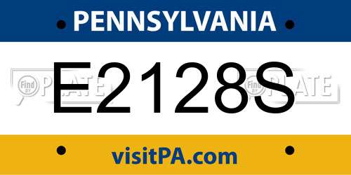E2128S Pennsylvania License Plate