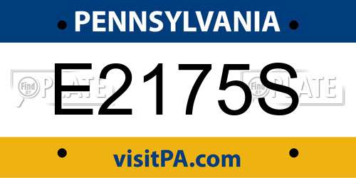 E2175S Pennsylvania License Plate
