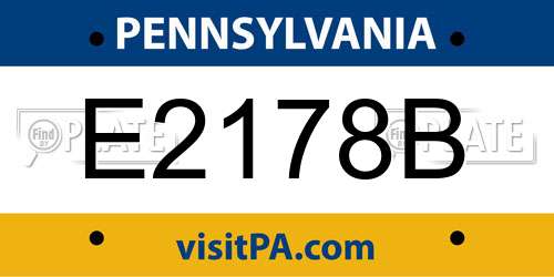 E2178B Pennsylvania License Plate