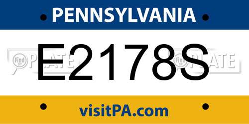 E2178S Pennsylvania License Plate