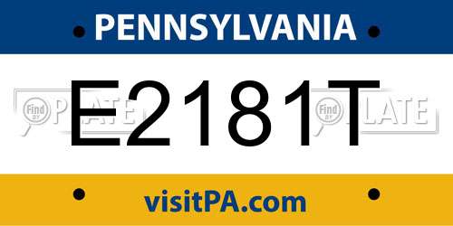 E2181T Pennsylvania License Plate