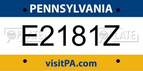 E2181Z Pennsylvania License Plate