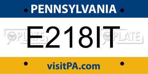 E218IT Pennsylvania License Plate