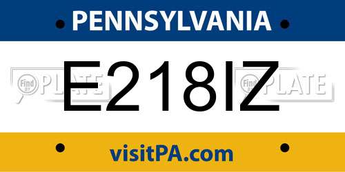 E218IZ Pennsylvania License Plate