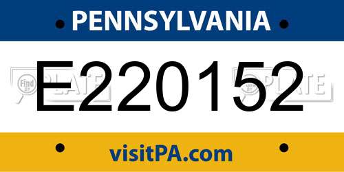 E220152 Pennsylvania License Plate