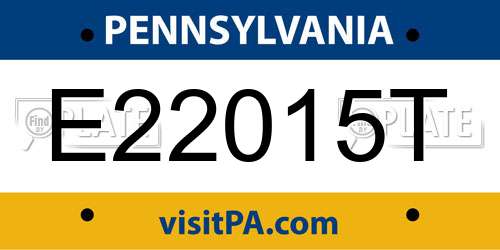 E22015T Pennsylvania License Plate