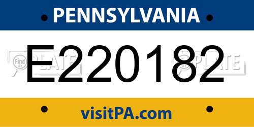E220182 Pennsylvania License Plate