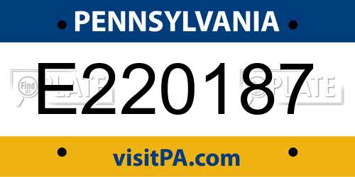 E220187 Pennsylvania License Plate