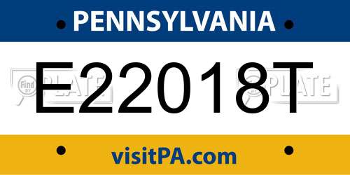 E22018T Pennsylvania License Plate