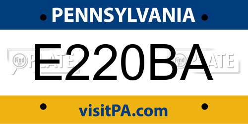 E220BA Pennsylvania License Plate