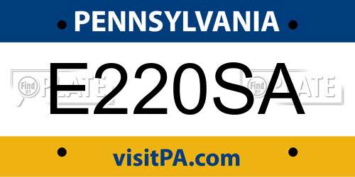 E220SA Pennsylvania License Plate