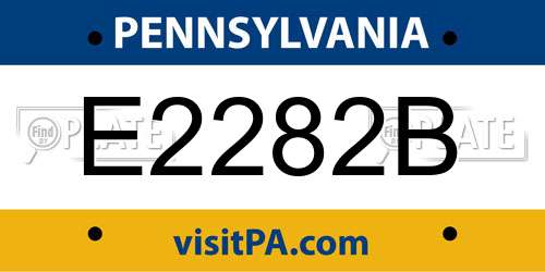 E2282B Pennsylvania License Plate