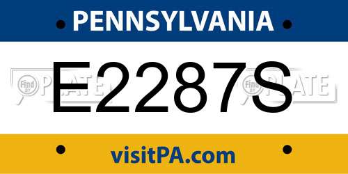 E2287S Pennsylvania License Plate