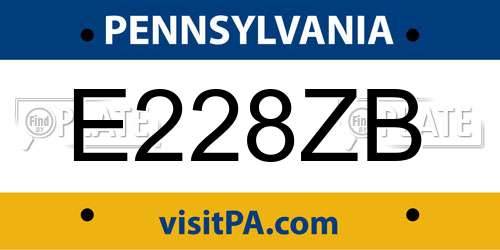 E228ZB Pennsylvania License Plate