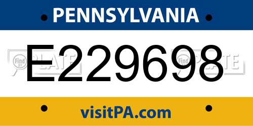 E229698 Pennsylvania License Plate