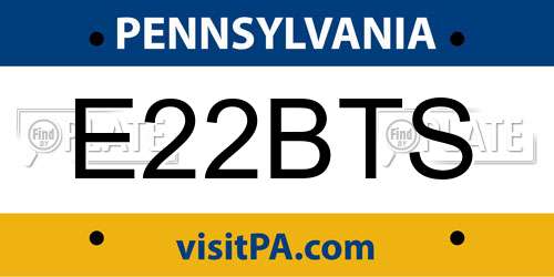 E22BTS Pennsylvania License Plate