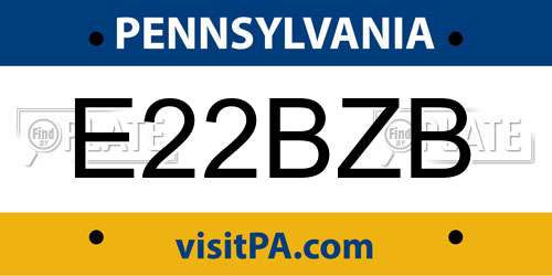 E22BZB Pennsylvania License Plate