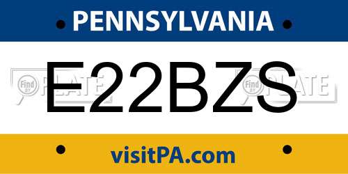 E22BZS Pennsylvania License Plate