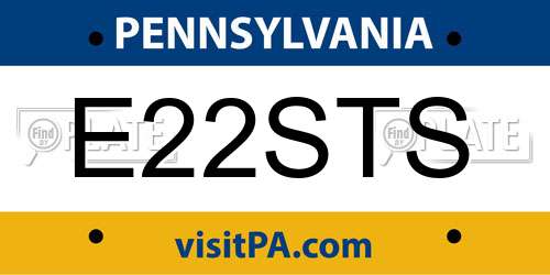 E22STS Pennsylvania License Plate