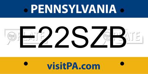 E22SZB Pennsylvania License Plate