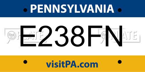 E238FN Pennsylvania License Plate