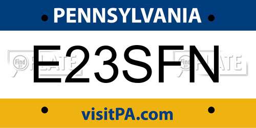 E23SFN Pennsylvania License Plate