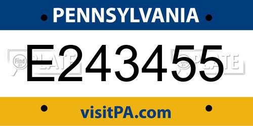 E243455 Pennsylvania License Plate