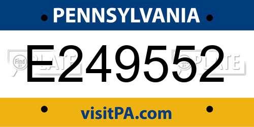 E249552 Pennsylvania License Plate