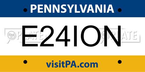 E24ION Pennsylvania License Plate