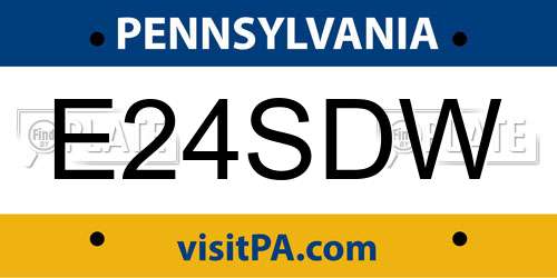 E24SDW Pennsylvania License Plate
