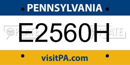 E2560H Pennsylvania License Plate