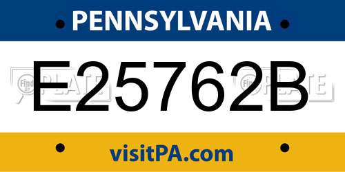 E25762B Pennsylvania License Plate