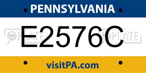 E2576C Pennsylvania License Plate