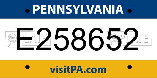 E258652 Pennsylvania License Plate
