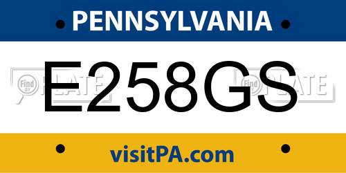 E258GS Pennsylvania License Plate
