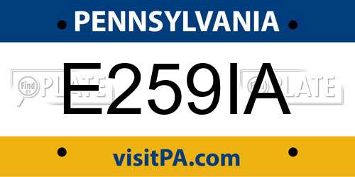E259IA Pennsylvania License Plate
