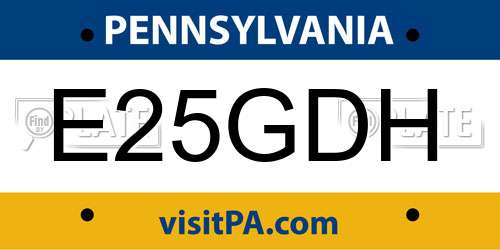 E25GDH Pennsylvania License Plate